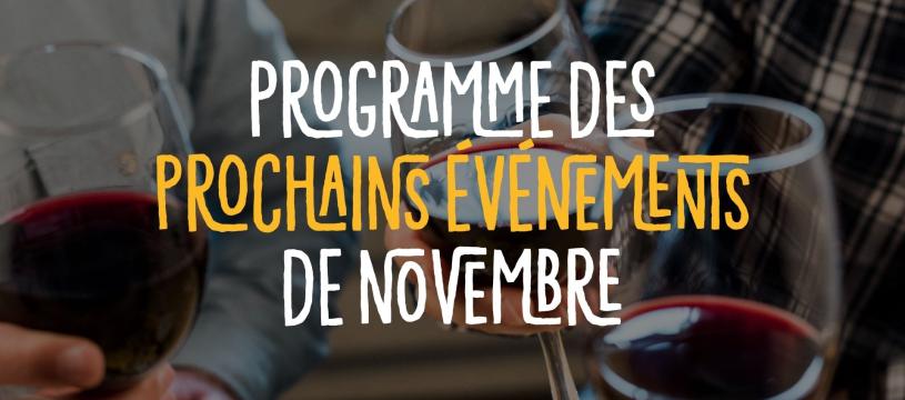 Programme des prochains événements de novembre